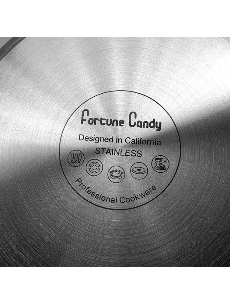 Fortune Candy 4-Quart Saucepan with Lid Tri-Ply 18 8 Stainless Steel Advanced Welding Technology Dishwasher Safe Induction Ready Mirror Finish - BXZ1PCUO3