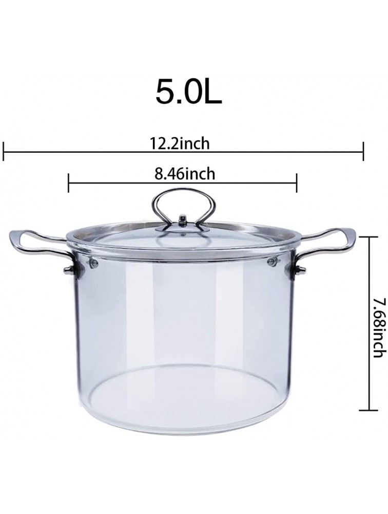 Glass Saucepan with Lid for Cooking Glass Pot Stovetop 5L Heat Resistant ABHOME Stainless Steel Double Handles Stovetop Clear Glassware for Cooking Milk Pasta & Baby Food 5 Liter … - BPBL31GP4