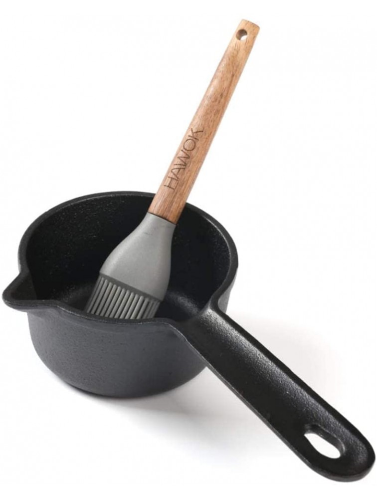 HAWOK 3.9inch Cast Iron Melting Pot Sauce Pan with Brush,8.8 oz - BLO10GUZ0