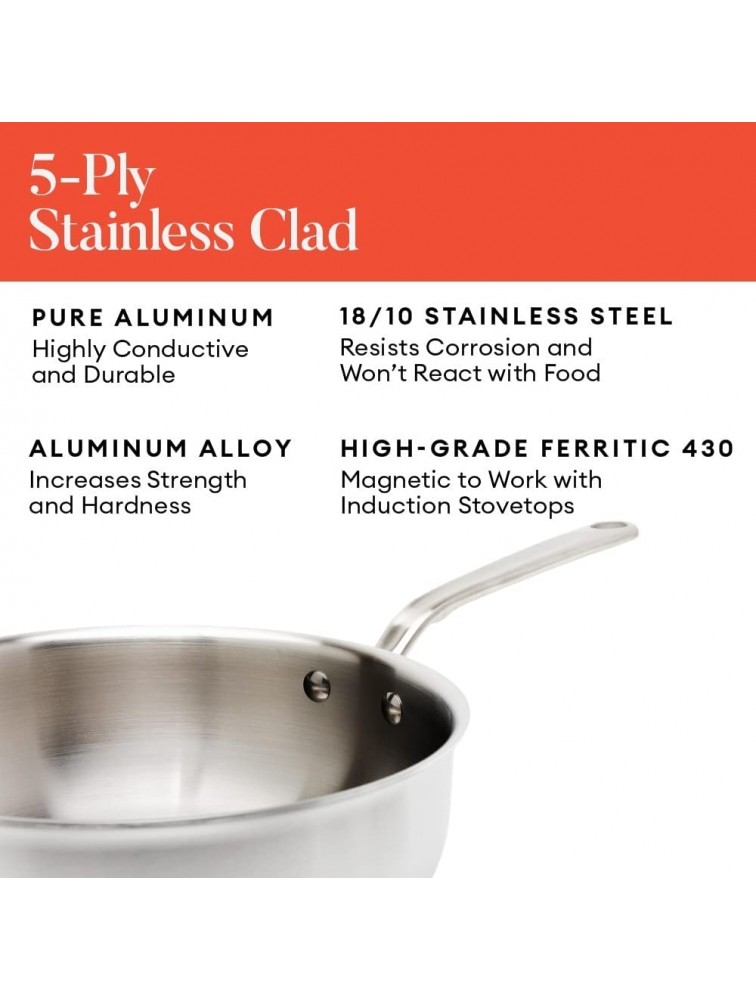 Made In Cookware 3 Quart Saucier Pan Stainless Clad 5 Ply Construction Induction Compatible Made in Italy Professional Cookware - BF5CFHY0V