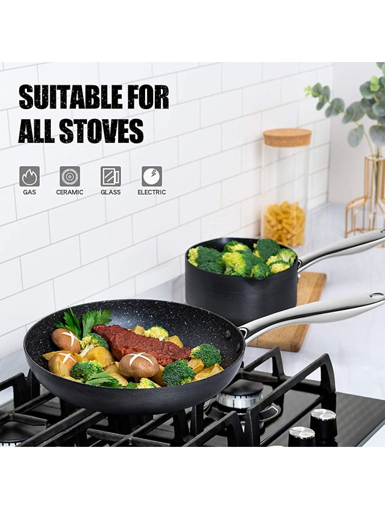 MICHELANGELO 3 Quart Saucepan with Lid Hard Anodized Nonstick Sauce Pan with Strainer Lid & Pour Spouts for Easy Pour Granite Derived Coating Sauce Pan for Cooking Small Sauce Pot 3 Qt Sauce Pan - BYYW9CMXZ