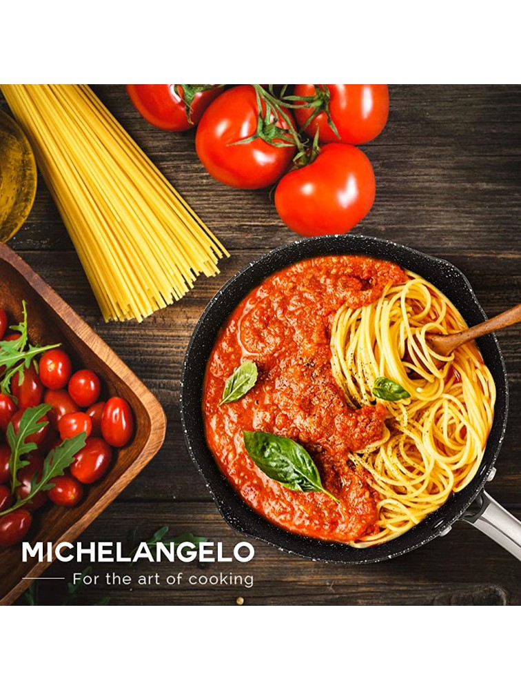 MICHELANGELO 3 Quart Saucepan with Lid Hard Anodized Nonstick Sauce Pan with Strainer Lid & Pour Spouts for Easy Pour Granite Derived Coating Sauce Pan for Cooking Small Sauce Pot 3 Qt Sauce Pan - BYYW9CMXZ