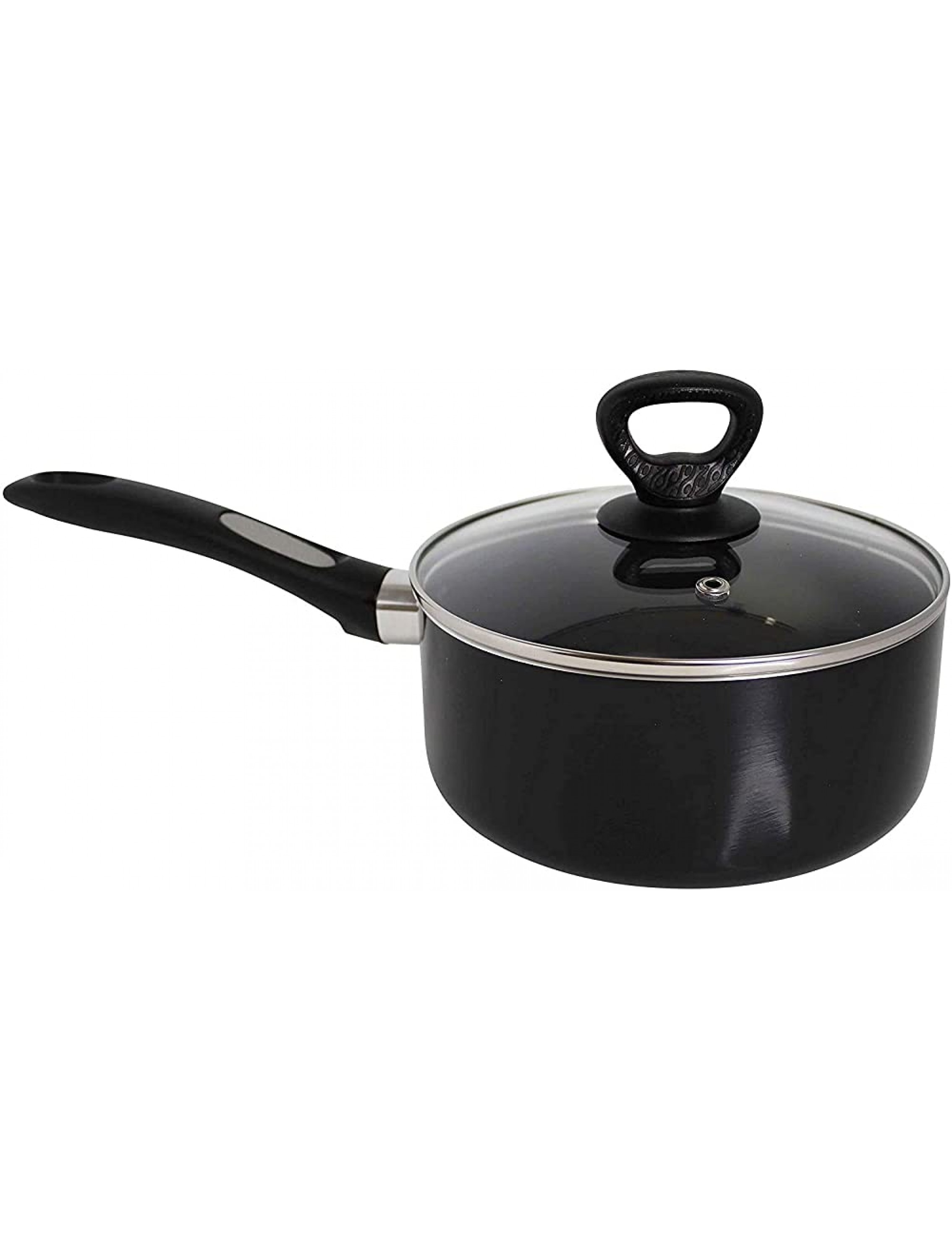 Mirro A79721 Get A Grip Aluminum Nonstick Sauce Pan with Glass Lid Cover Cookware 1-Quart Black - - BL3VCYH1U
