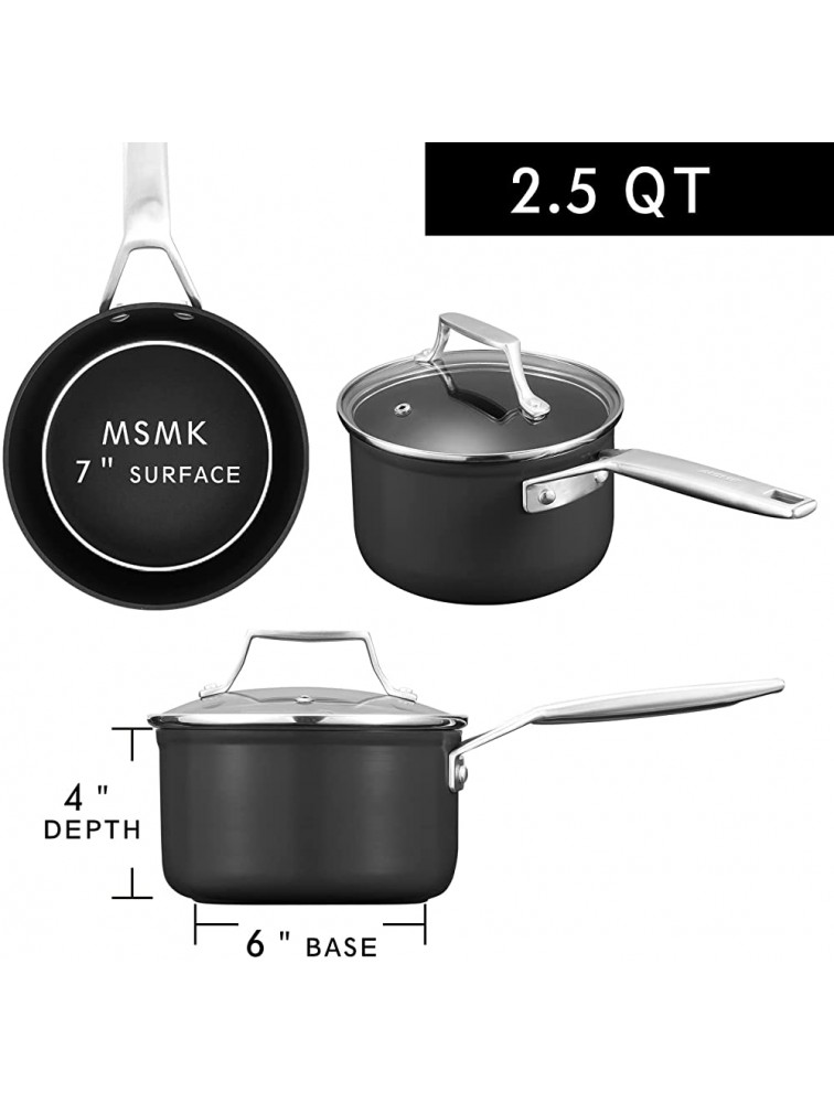 MSMK 2.5 Quart Saucepan with lid Burnt also Nonstick Scratch-resistant Induction Cooking Pot - BQ6UWH4KU