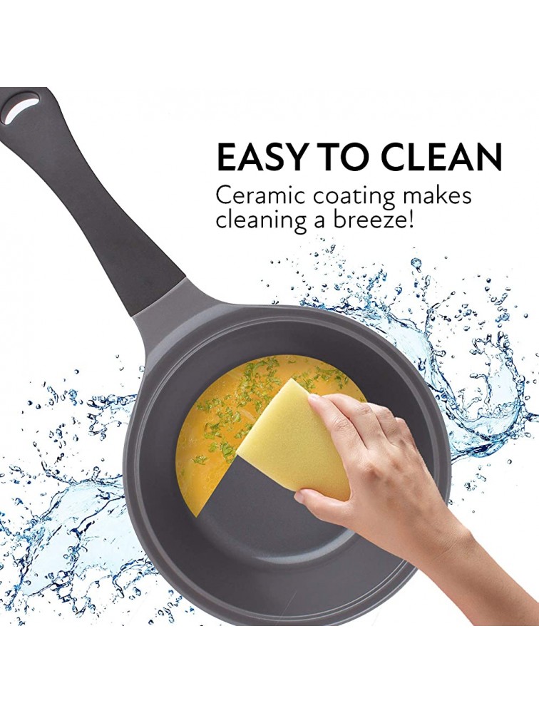 Neoflam Eela 1.9qt Nonstick Ceramic Coated Saucepan with Integrated Steam Vent Ceramic Lid Heat Resistant Bakelite Handle Saute Pan Soup Boiling Melting Pot Cookware for Pasta PFOA-Free Green - B9QD6NMTG