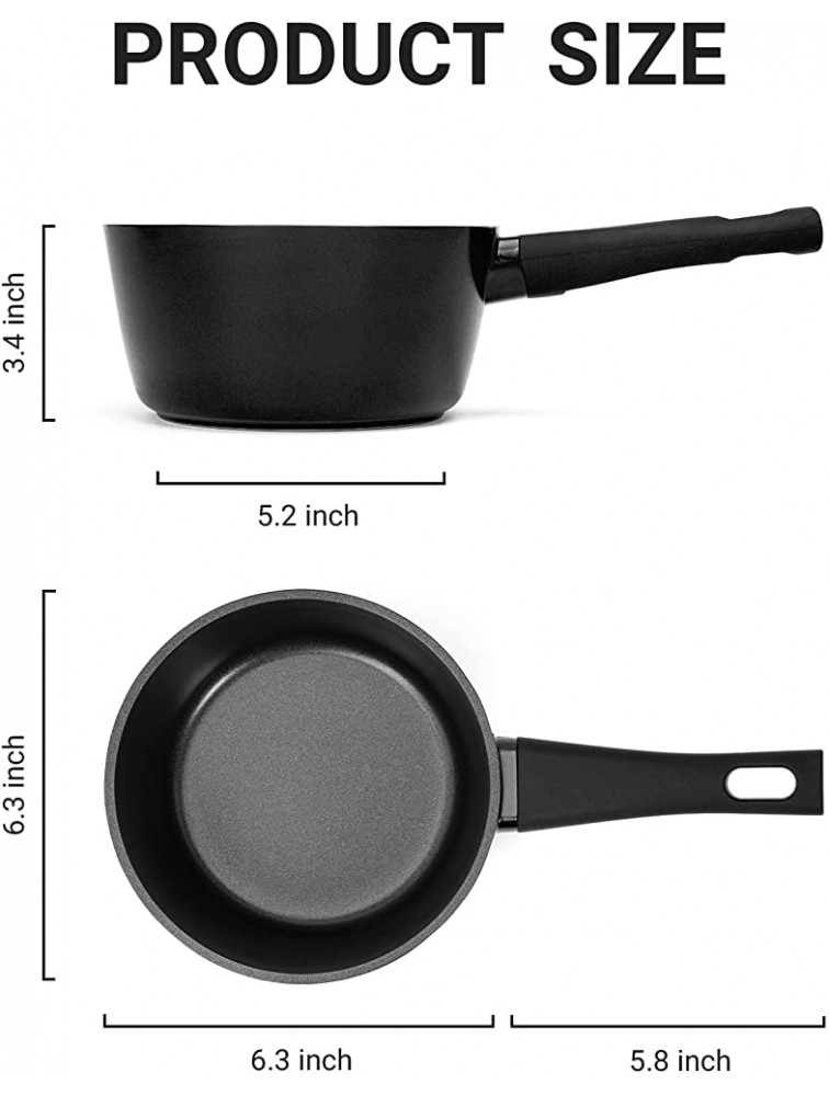 Sakuchi Sauce Pan with Lid 1.5 Quart Nonstick Small Cooking Soup Pot for Induction,Gas Black - BN24S22OB