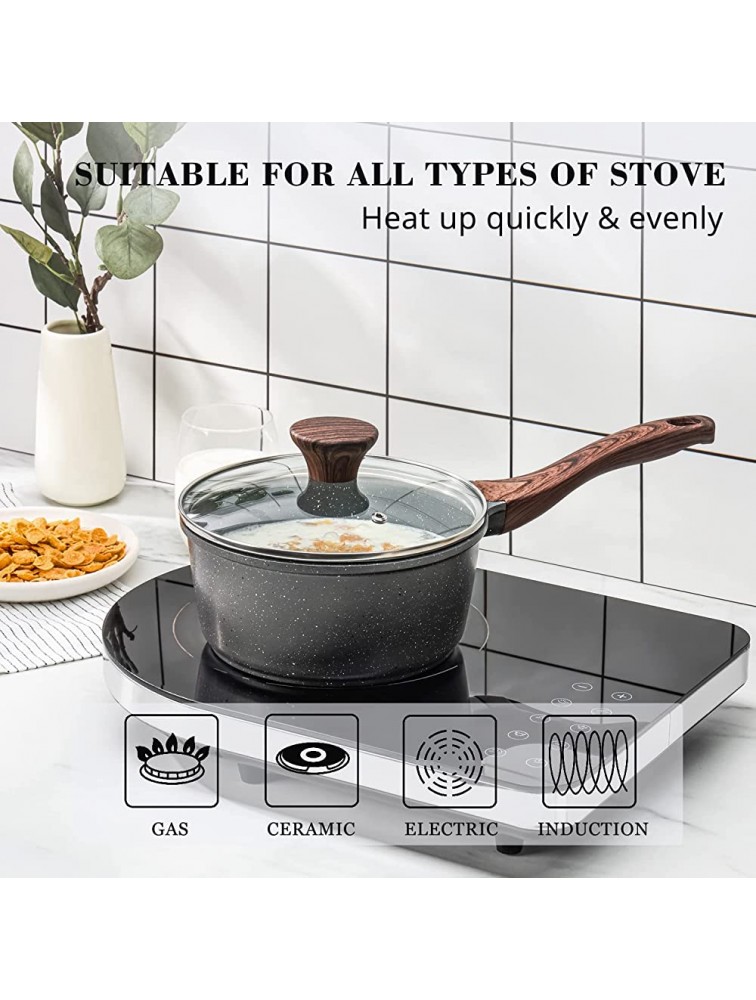 SENSARTE Nonstick Sauce Pan with Lid 2.6QT Small Pot with Swiss Granite Coating Stay-cool Handle Multipurpose Handy Little Saucepan Induction Capable PFOA Free - BMWFD2X6Z