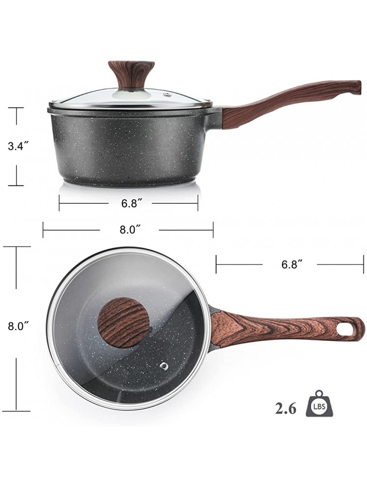 SENSARTE Nonstick Sauce Pan with Lid 2.6QT Small Pot with Swiss Granite Coating Stay-cool Handle Multipurpose Handy Little Saucepan Induction Capable PFOA Free - BMWFD2X6Z