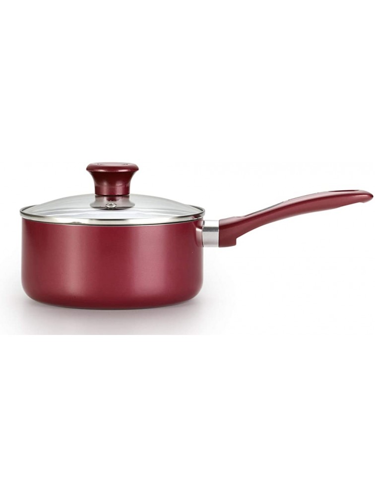 T-fal B03930 Excite ProGlide Nonstick Thermo-Spot Heat Indicator Dishwasher Oven Safe Saucepan with Glass Lid Cookware 3-Quart Red - BD82Q490I
