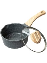 YUZIZ Sauce Pan with Pour Spouts Nonstick Saucepan with Lid Granite Coating Soup Pot All Stove Induction Compatible,PFOA Free 2qt 1.9L - BWLMLXQKP