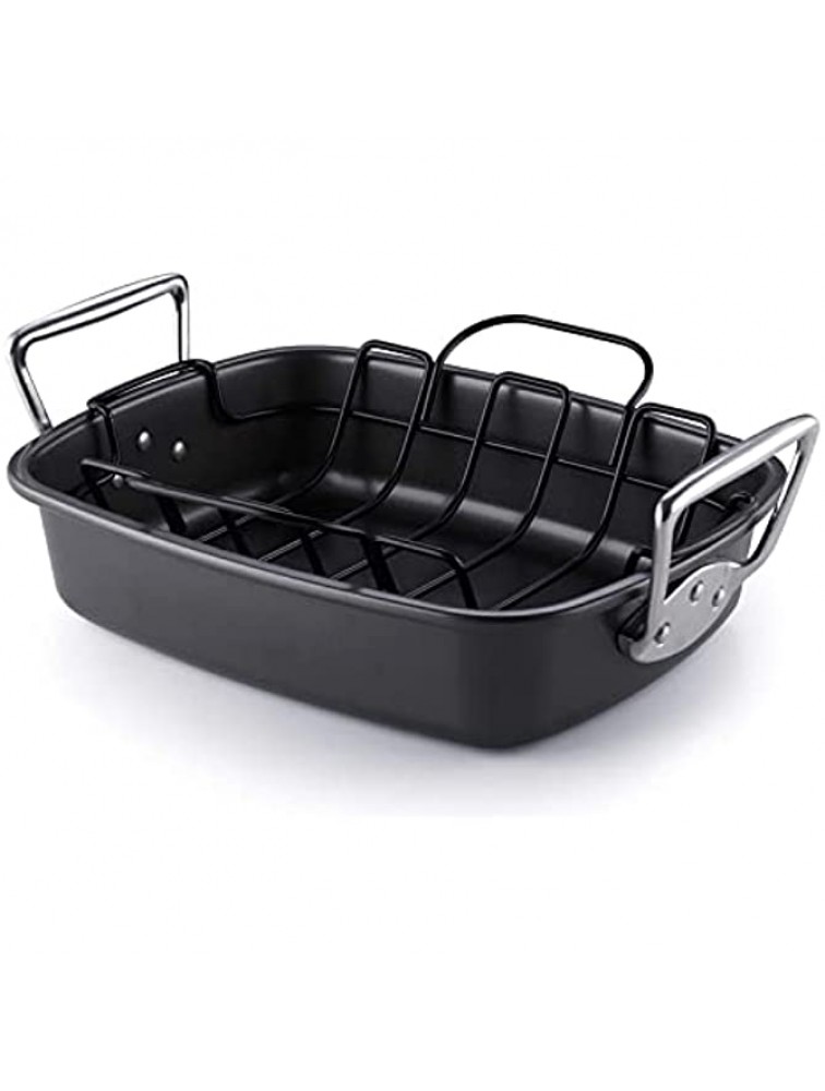 17x13-inches Roaster Cookware Pan with Rack Nonstick Cookware with Stainless Steel Handles Hard Anodized Bakeware Roasting Pan for BBQ Outdoor Family Turkey Roast Chicken and Ham PFOA Free - BIMTLXVVT