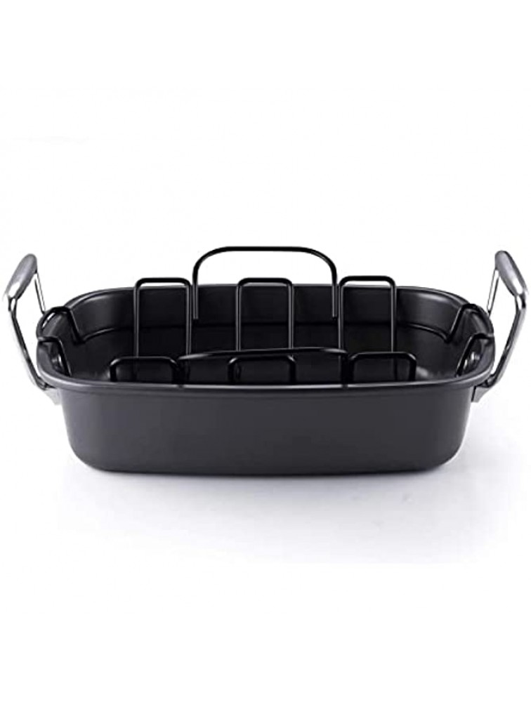 17x13-inches Roaster Cookware Pan with Rack Nonstick Cookware with Stainless Steel Handles Hard Anodized Bakeware Roasting Pan for BBQ Outdoor Family Turkey Roast Chicken and Ham PFOA Free - BIMTLXVVT