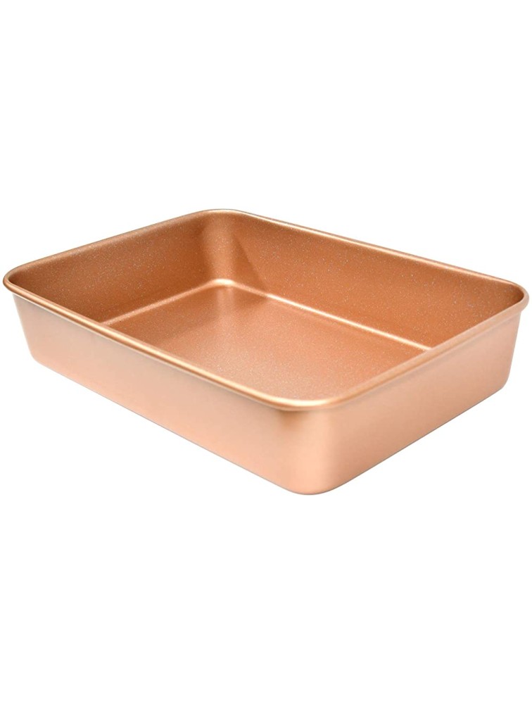 casaWare 15 x 10 x 3-Inch Ultimate Series Commercial Weight Ceramic Non-Stick Coated Lasagna Roasting Pan Rose Gold Granite - BRCOSVWGJ
