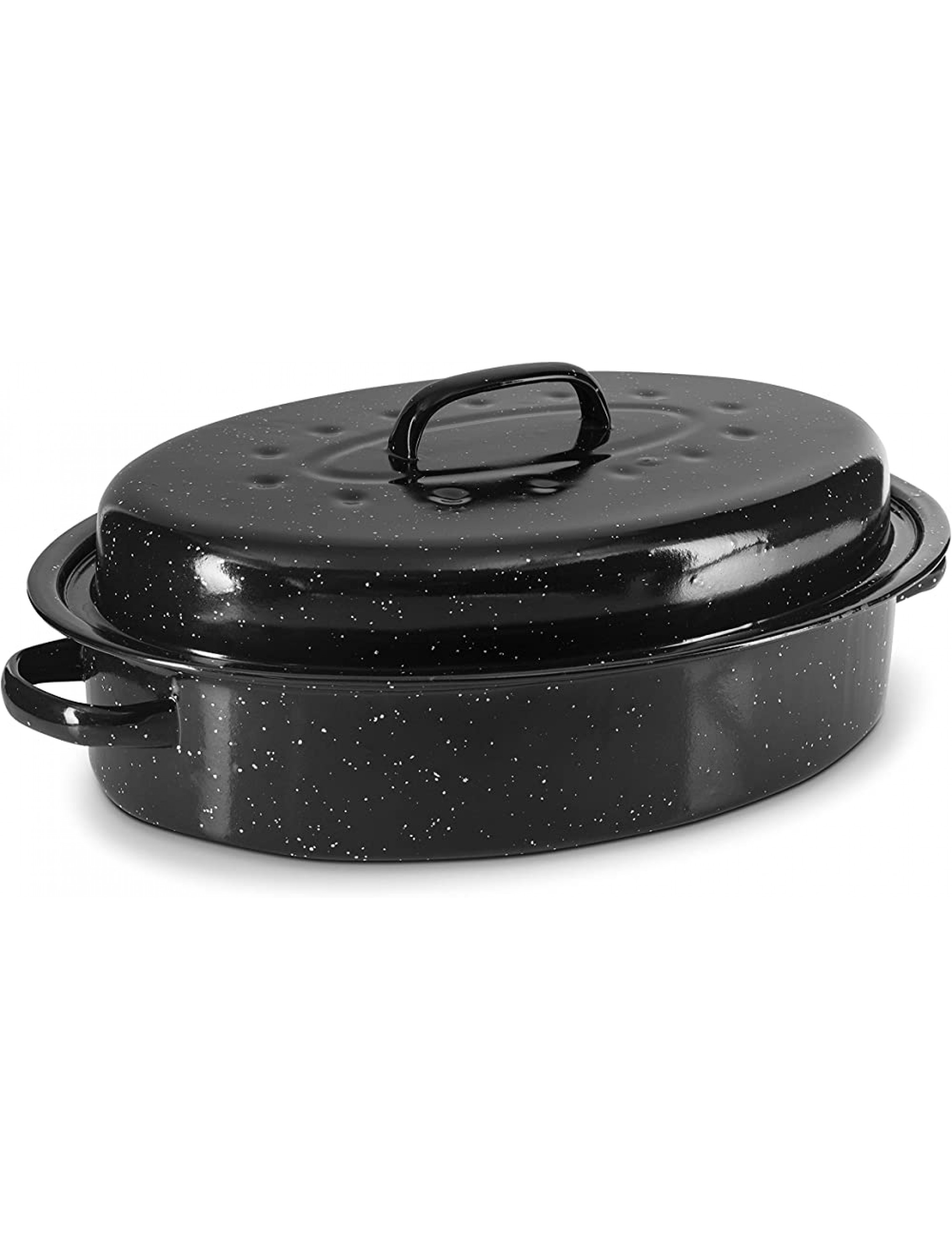 Eternal Living Granite Roasting Pans Black 15 Oval Roaster Pan With Lid - BG81QQE8I