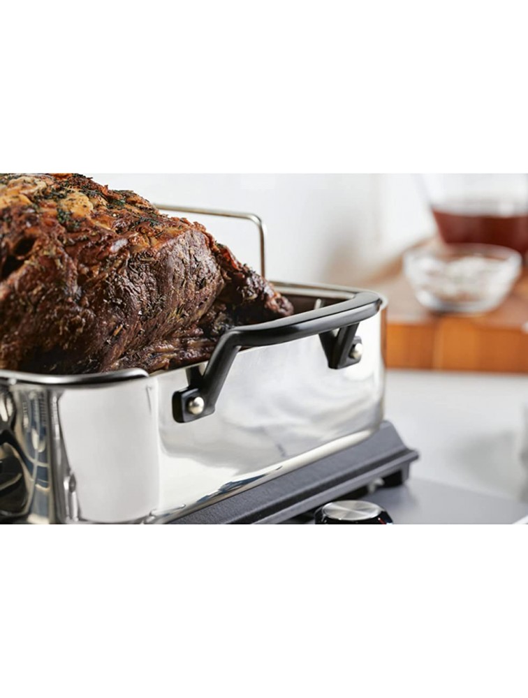 KitchenAid 5-Ply Clad Stainless Steel Roasting Pan Roaster with Removable Rack 15 Inch x 11.5 Inch Polished Stainless Steel - BD00B6KKR
