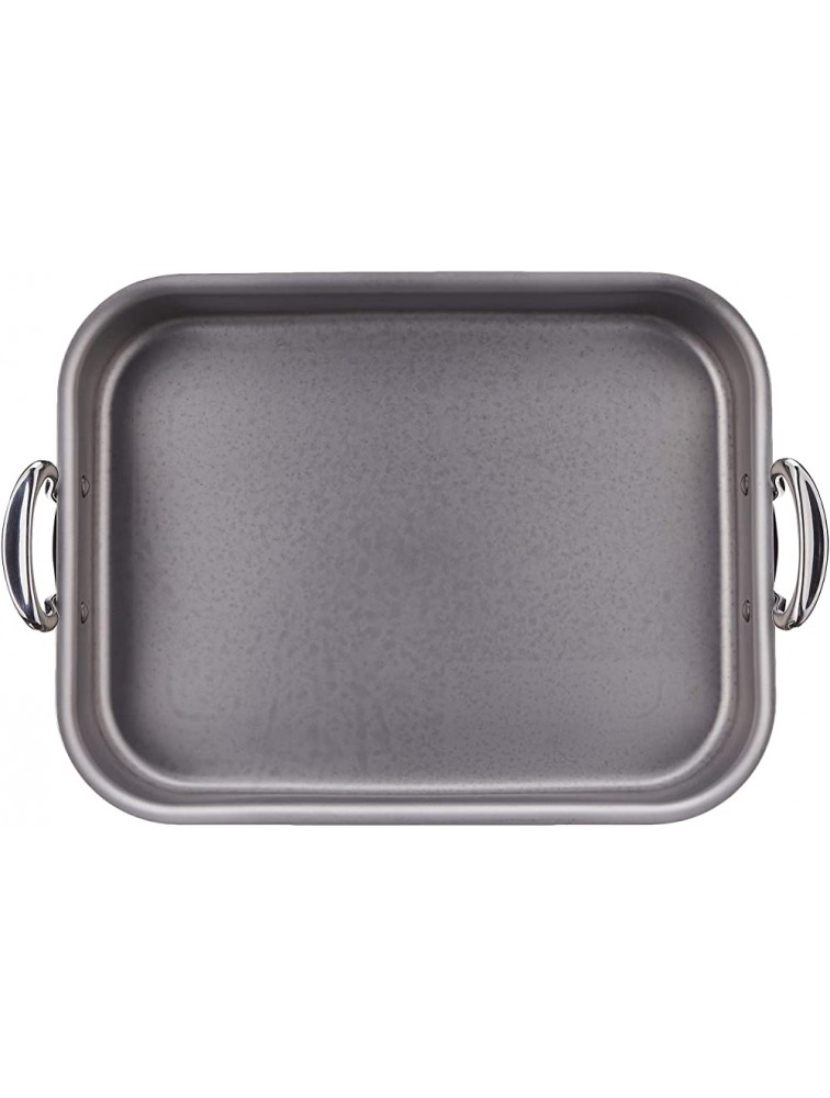 Mauviel Made In France M'Cook 5 Ply Stainless Steel 15.7 by 11.8-Inch Rectangular Roasting Pan and Rack with Cast Stainless Steel Handles - B7M6NXKNY