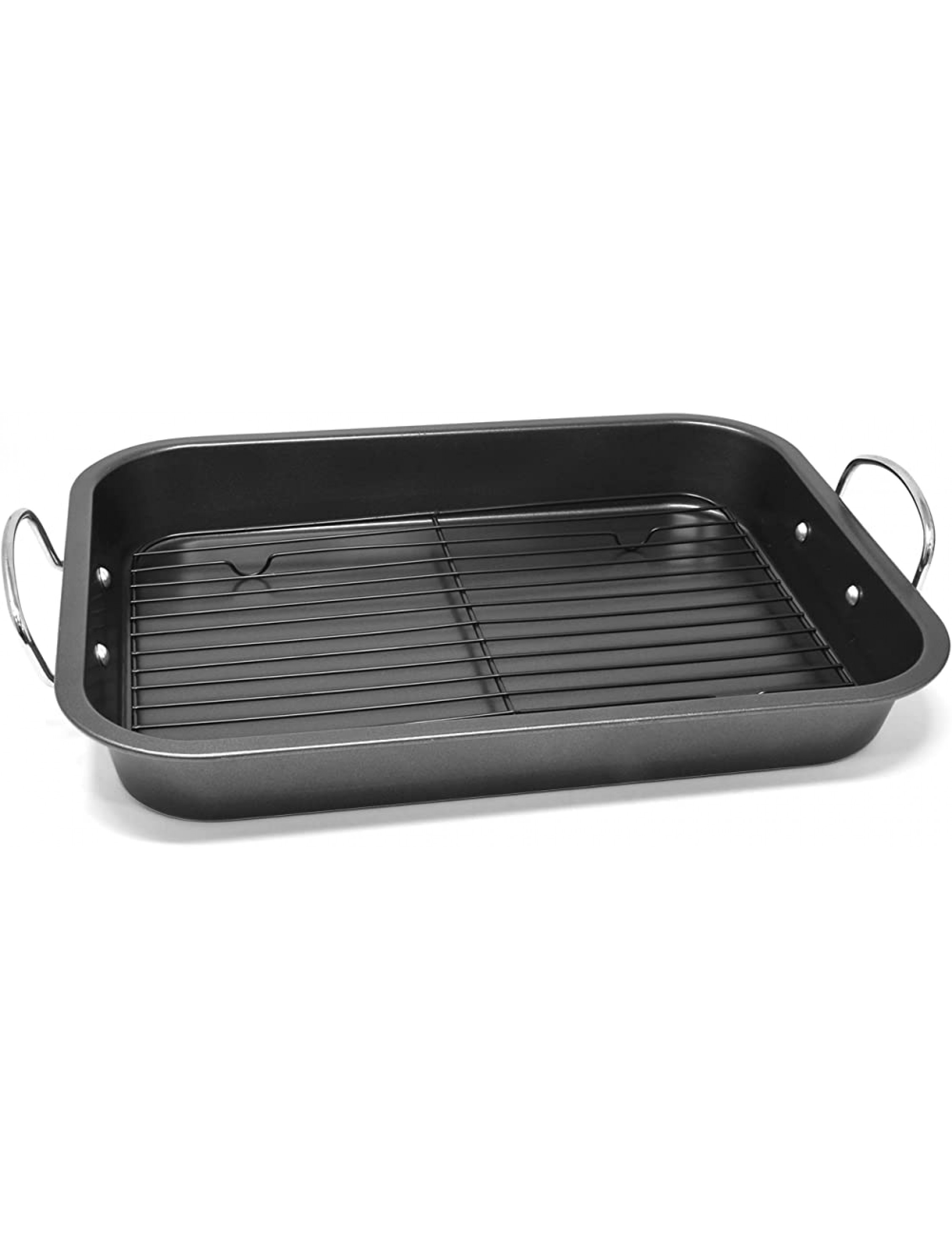 PERLLI Roasting Pan with Rack Nonstick Stainless Steel 11 by 15 Inch Turkey Roaster Pan with Removable Wire Rack for Oven Cooking Broiling Baking Large Cookware Deep Dish Pan for Oven Use - B1T87NKOT
