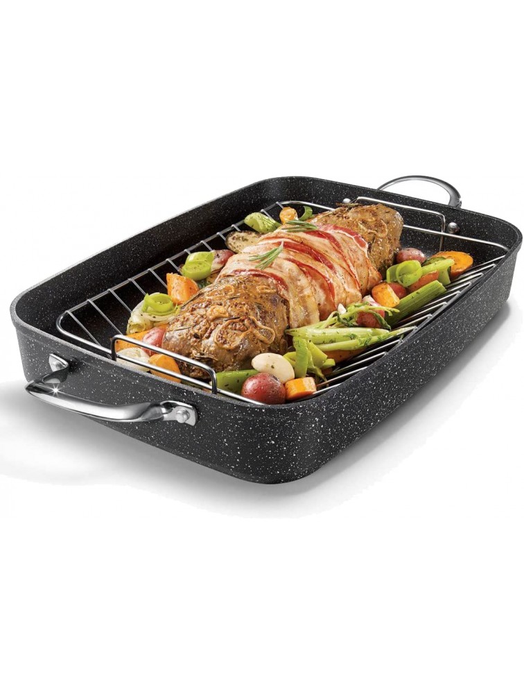The Rock by Starfrit 17 Roaster with Rack & Stainless Steel Handles Black - BFGF0D5ZB