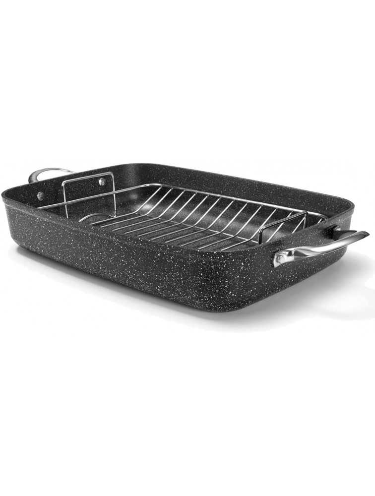 The Rock by Starfrit 17 Roaster with Rack & Stainless Steel Handles Black - BFGF0D5ZB