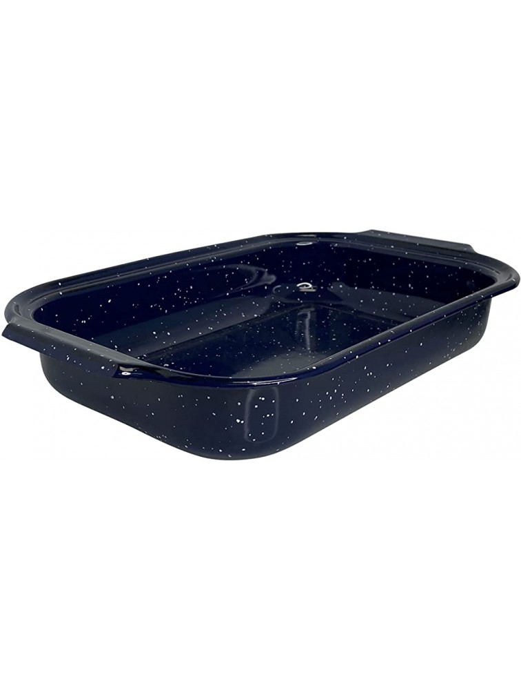 Traditional Blue Speckled Roaster Baking Pan 16" x 12” - B1KFML9A0