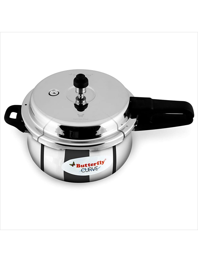 Butterfly Stainless Steel 5.5-Liter Curve Pressure Cooker Large Silver - BGGFHQVFY