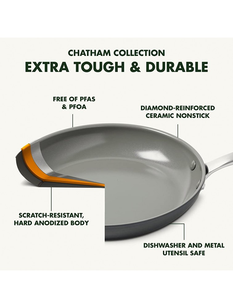 GreenPan Chatham Hard Anodized Healthy Ceramic Nonstick 11 Grill Pan PFAS-Free Dishwasher Safe Oven Safe Gray - B2UJWGSCA