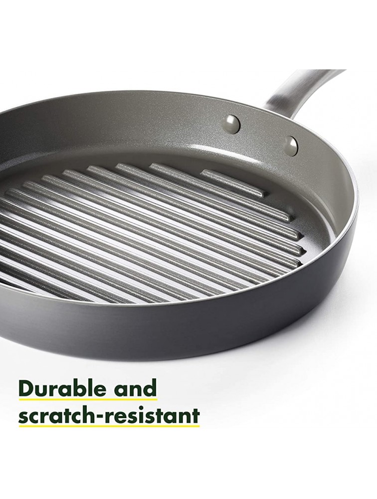 GreenPan Chatham Hard Anodized Healthy Ceramic Nonstick 11 Grill Pan PFAS-Free Dishwasher Safe Oven Safe Gray - B2UJWGSCA