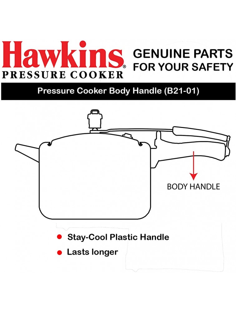 HAWKINS B21-01 Plastic Pressure Cooker Body Handle 1.5L to 12L Black - B9K5NMDBC