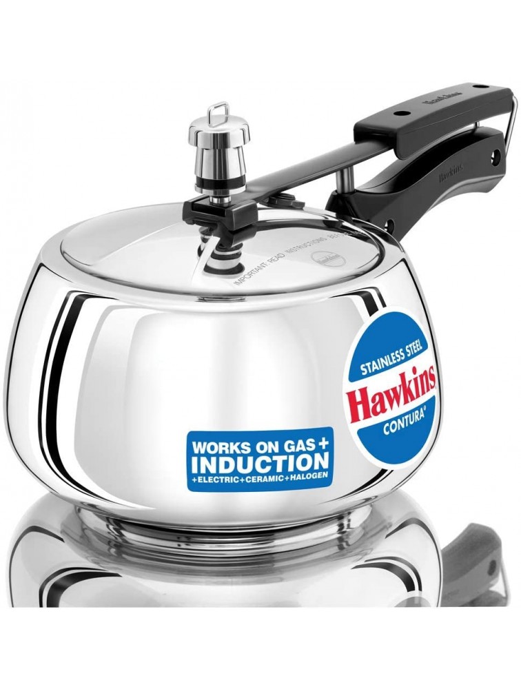 Hawkins Contura Stainless Steel Induction Compatible Pressure Cooker 3 Litre Silver SSC30 - BNNZPGIF0