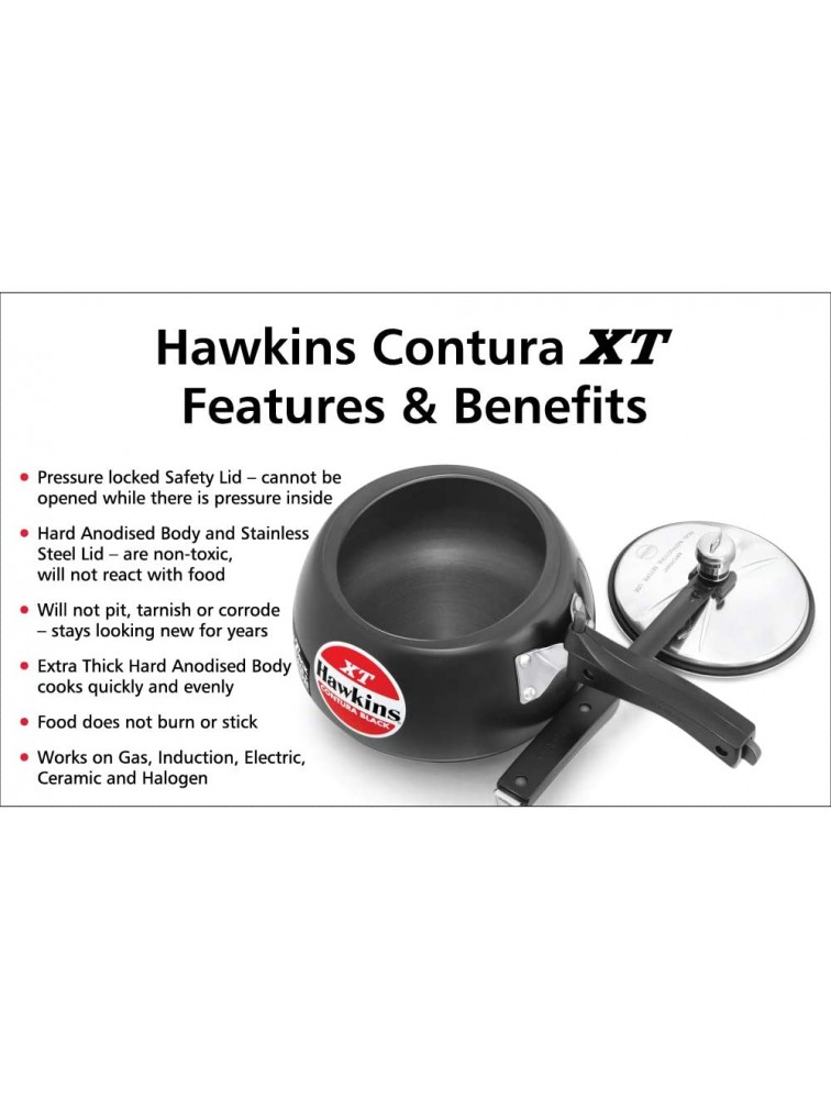 Hawkins CXT30 Contura Hard Anodized Induction Compatible Extra Thick Base Pressure Cooker Black 3L 3 L - BWXQX8FTY