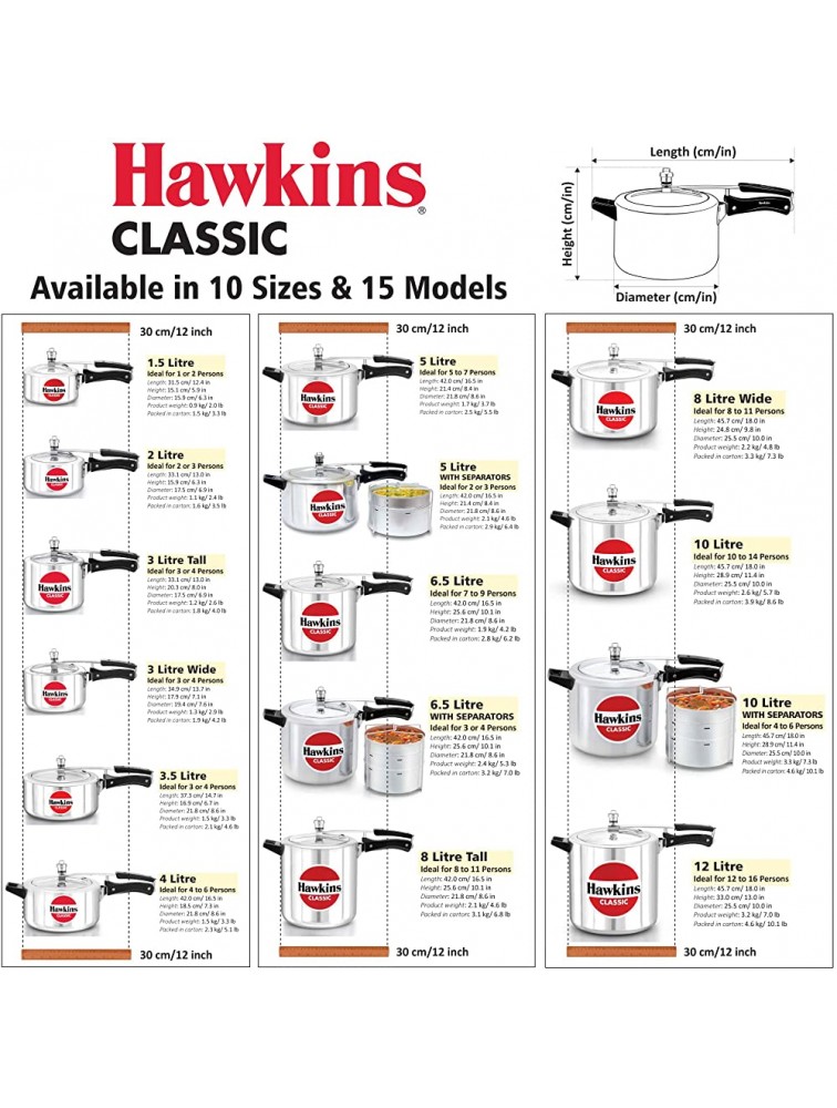 Hawkins Pressure cooker 6.5 L WITH SEPERATOR Silver - BSGOBVKNL