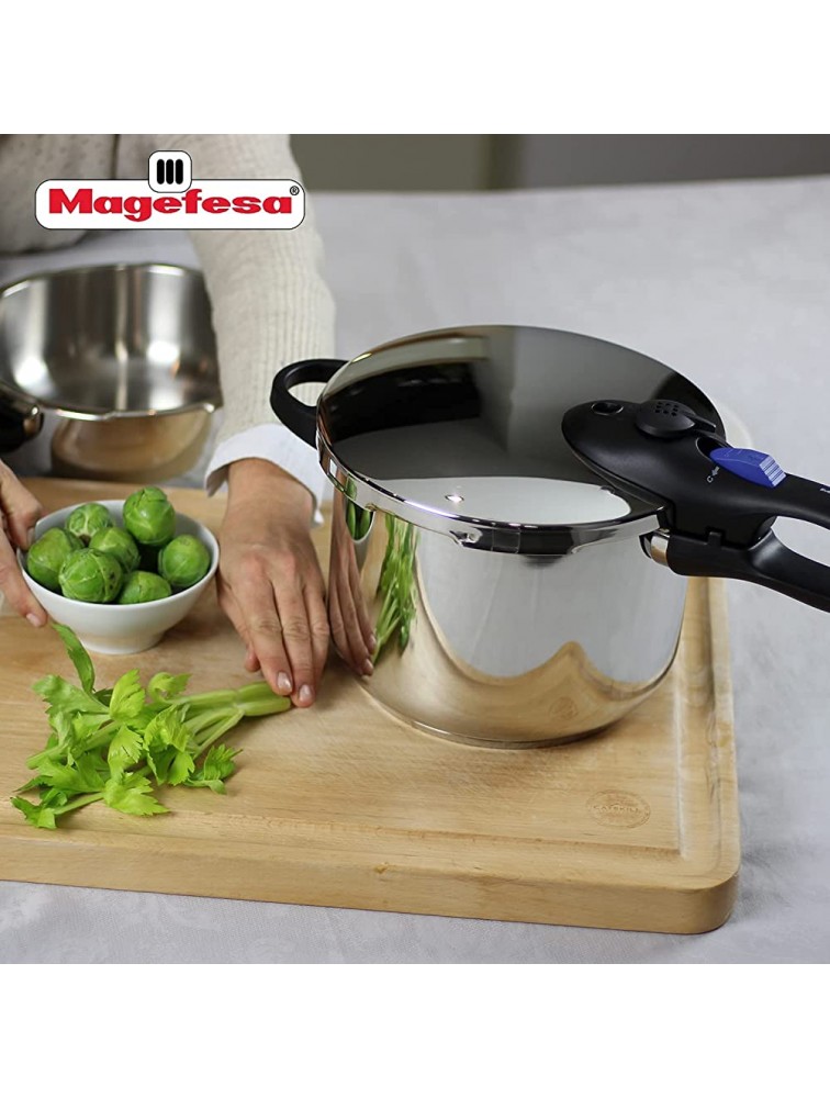 Magefesa Favorit Super-Fast and Easy To Use pressure cooker 18 10 stainless steel suitable for all types of cooktops including induction excellent heat distribution 8 Qt - BOLFUK65G