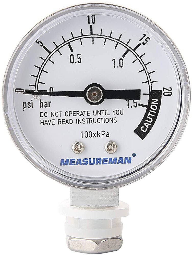 MEASUREMAN Stainless Steel Pressure Cooker Gauge Pressure Canner Gauge Steam Pressure Gauge 2" Dial Lower Mount Including Hexagon Gasket and Nut - B2QV9C4Z3