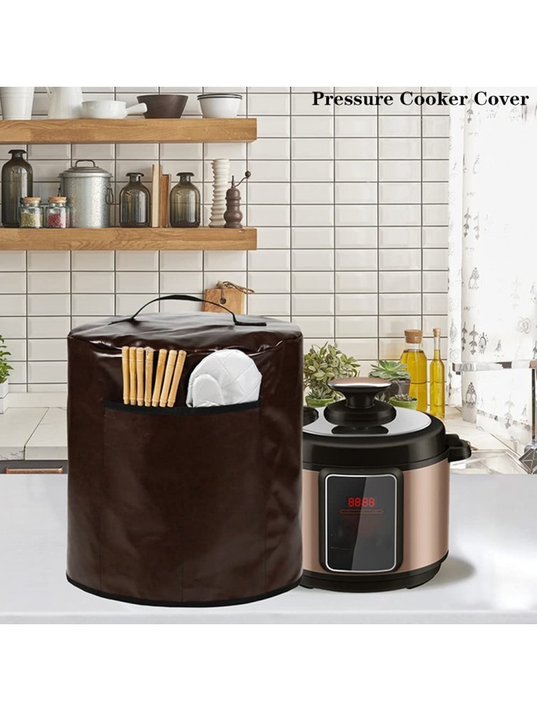 Pressure Cooker Dust Cover Pressure Cooker Cover Rice Cooker Cover with Top Handle and Pockets for for 8QT Instant Pot Rice Cooker,Wipeable Lining Artificial Leather Dust CoverBrown,14.96x15.24 - BV5A3QQRK