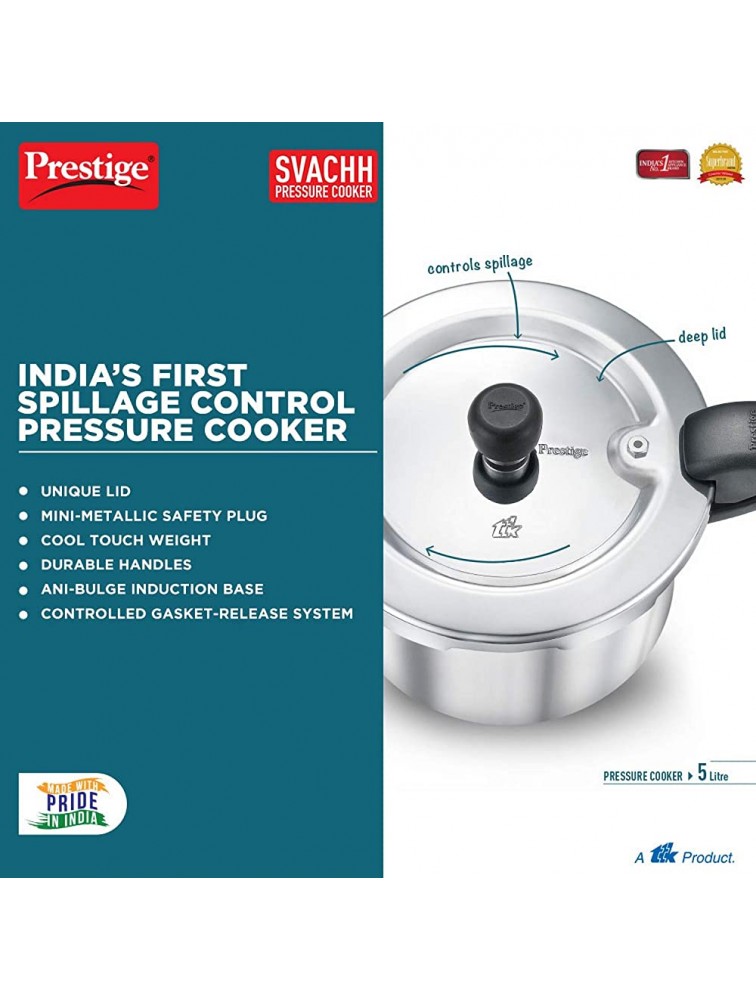 PRESTIGE 5-LT Svachh Pressure Cooker 5 L Standard Silver - BGNZNY7H3