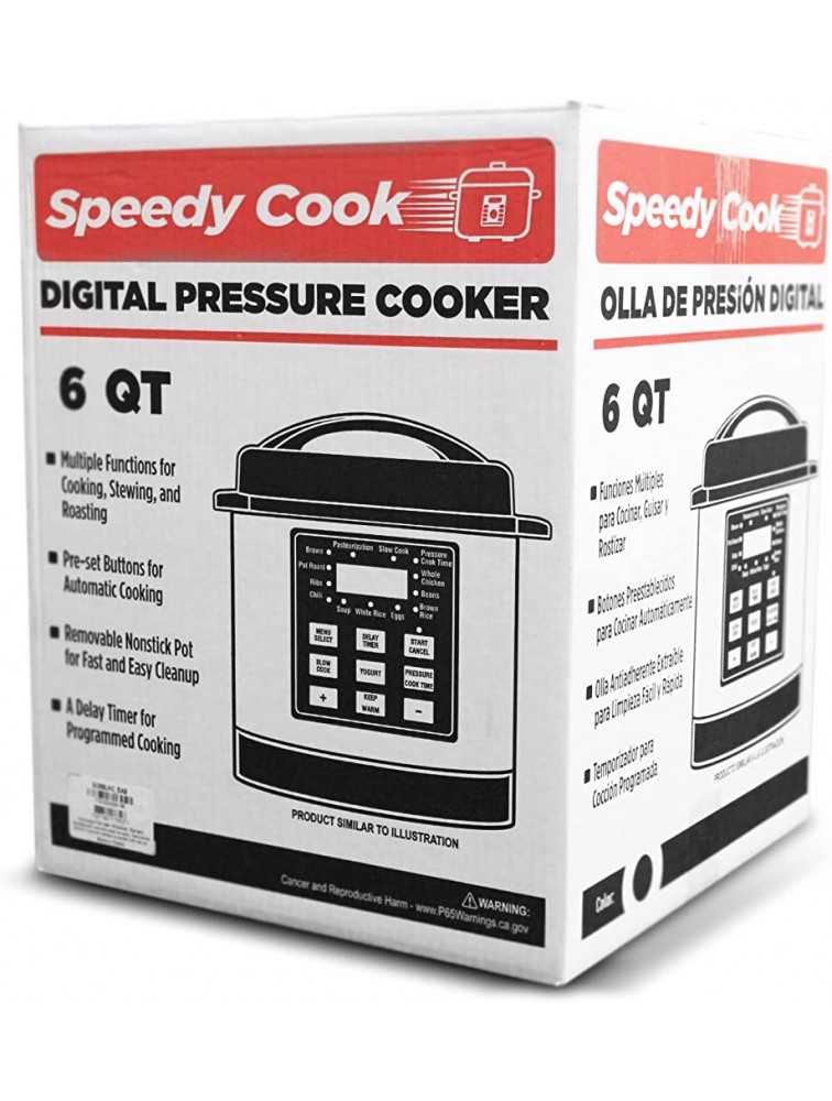 Speedy Cook 6-Quart Stainless Steel Pressure Cooker 6-Quart Renewed - B91IIV7I3
