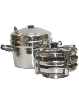 Tabakh DC-203 3-Plate Stainless Steel Dhokla Stand with Cooker Small Silver - BZI0N6C54