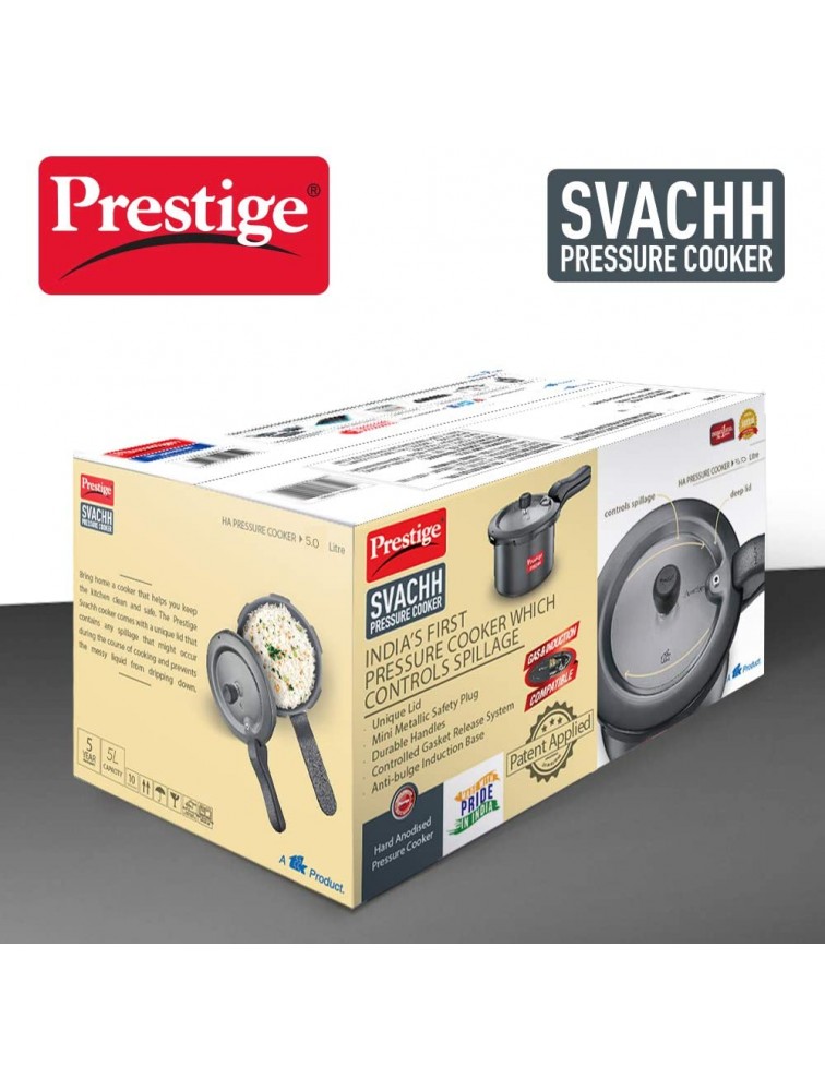 TTK Prestige SVAHA5 Prestige Svachh Pressure Cooker HA 5 L 5-Liter Black - BB67C3376