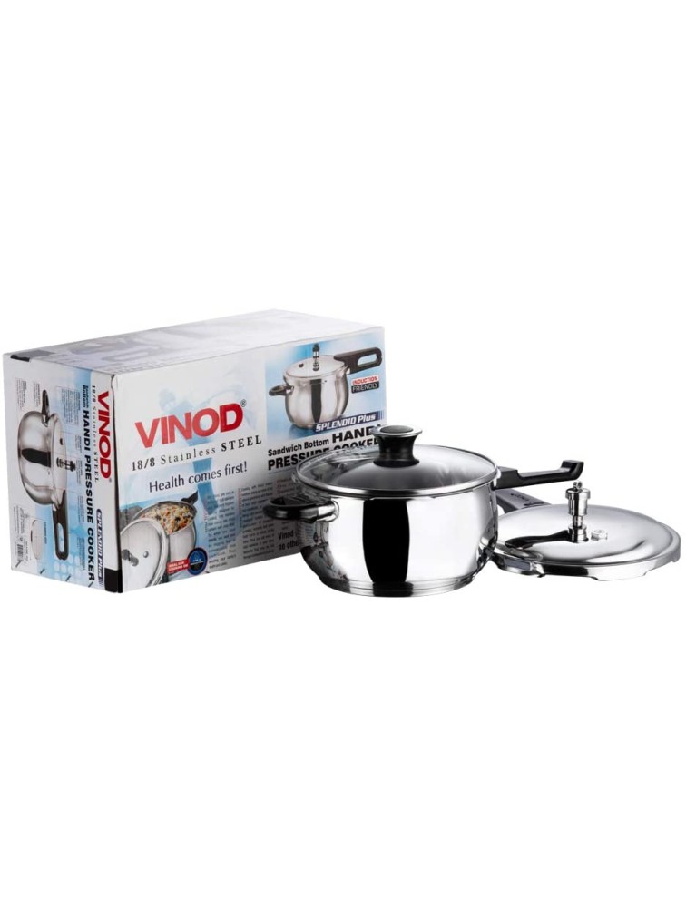 Vinod V-3.5L Splendid Plus Handi Stainless Steel Pressure Cooker 3.5-Liter - BMH7ZE26N