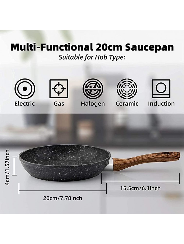 DOWOMAN Egg Frying Pan Non Stick 20cm 8 inch Induction Wok for Steak Bacon Hot-Dog Burgers Forged Aluminum Woks Nonstick Anti-Scratch Coating Anti-scalding Handle Design Suitable for All Hobs - B5E3Q9YL4