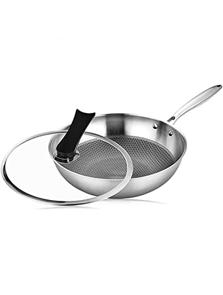 Fry Pans Skillets Cooking Pan Wok Household Non-Stick Wok And Glass Lid Induction-Safe Smokeless Stir-Fry Pans Heat Insulating Anti-Scald Hand Shank - B88PKN422
