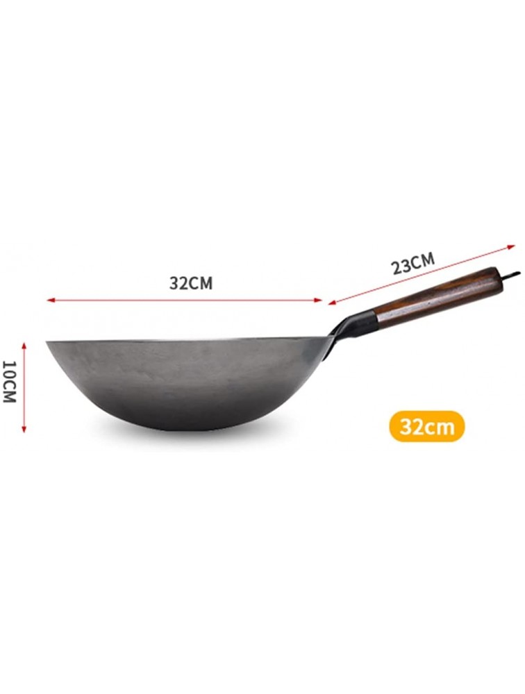 HNTHY Non-coating Iron Wok Chinese Traditional Handmade Wok For Kitchen Pan Wooden Handle For Gas Cookware 1 to 2 people Color : A Size : 32cm - B1J4WA5ML