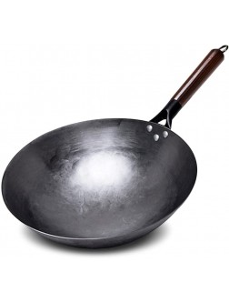 HNTHY Non-coating Iron Wok Chinese Traditional Handmade Wok For Kitchen Pan Wooden Handle For Gas Cookware 1 to 2 people Color : A Size : 32cm - B1J4WA5ML