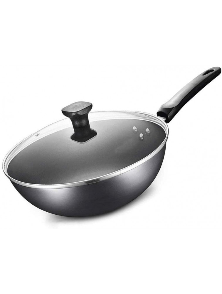JAHH Wok Nonstick Woks and Stir Fry Pans with Lid Frying Basket Steam Rack Nonstick Copper Wok Pan with Lid - BGZJ1MKS1