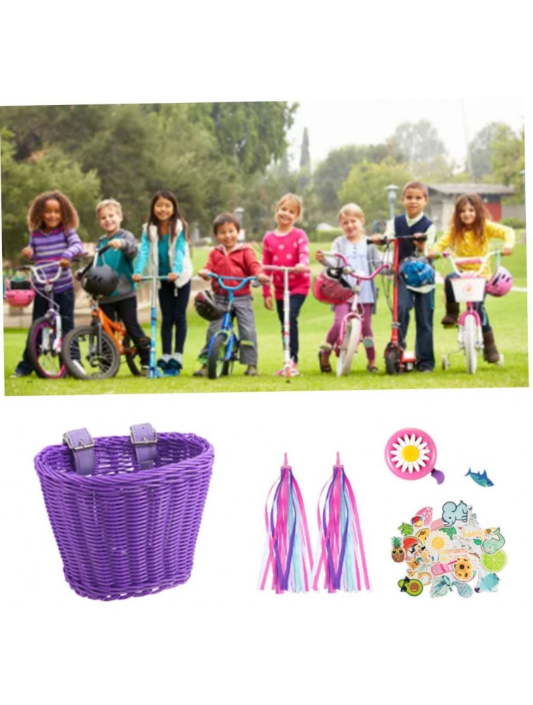 LysiMuus Kids Bike Basket and Kids Bike Bell Streamers Stickers for Bicycle Decoration for Kids Chirlden Gift DIY Sets-Purple - BWLT8ILU2