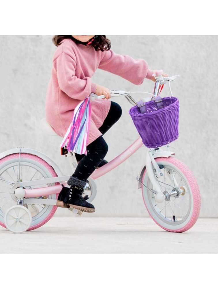 LysiMuus Kids Bike Basket and Kids Bike Bell Streamers Stickers for Bicycle Decoration for Kids Chirlden Gift DIY Sets-Purple - BWLT8ILU2