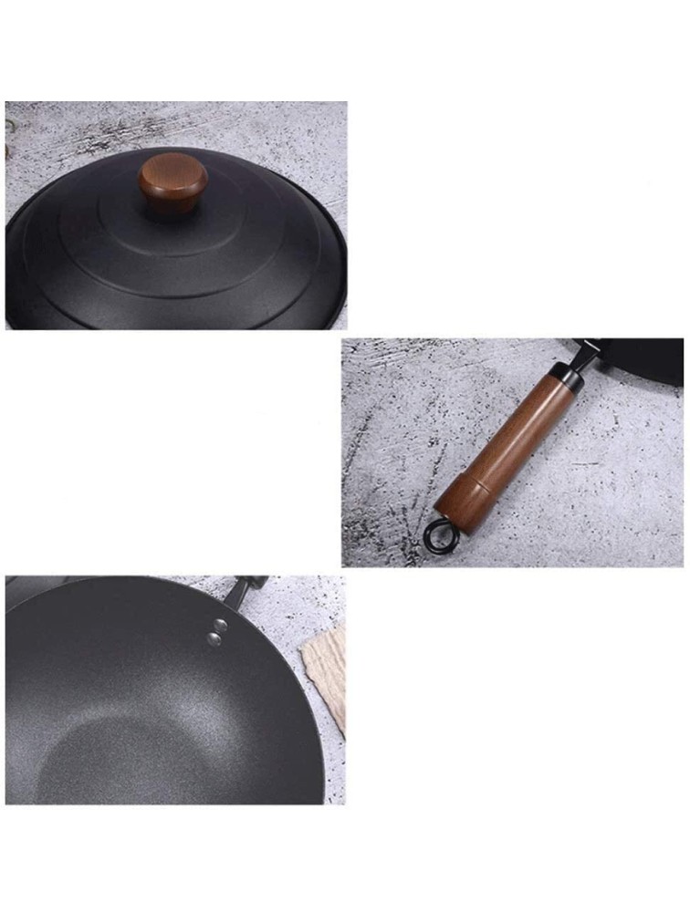 MIAOMSI Home Old-Fashioned Iron Wok Cooking Non-Stick Pan Japanese Style Fine Iron Household Coal Gas Stove Induction Cooker Special Lamp Black - BBEI42ONB