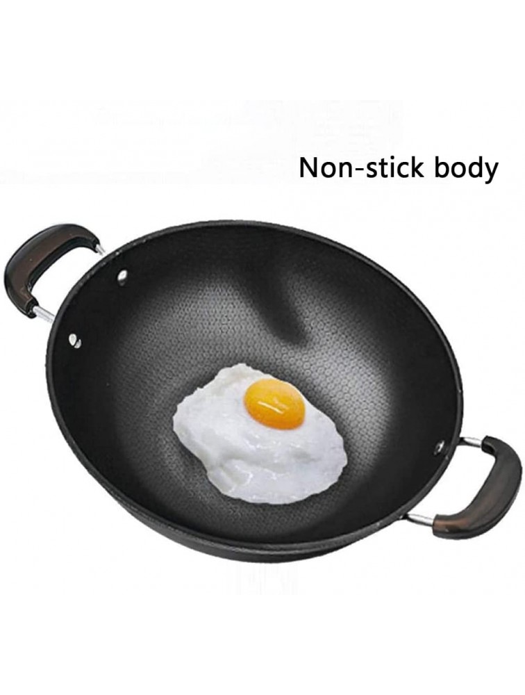 MNSSRN Cast Iron Wok with Lid Steaming Tray Strong Anti-Scalding Double-Handle Pan Frying Pan Cookware Suitable for Various Heat Sources - BS3EUJ803