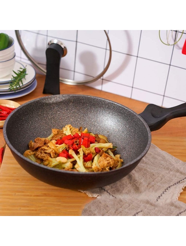 MZLXDEDIAN Wok Pan， Stir Fry Pan Granite Coating Scratch-resistant 100% Free of APEO PFOA Saute Pan for All Stoves Non-slip Bakelite Handle - B1VS30YNP