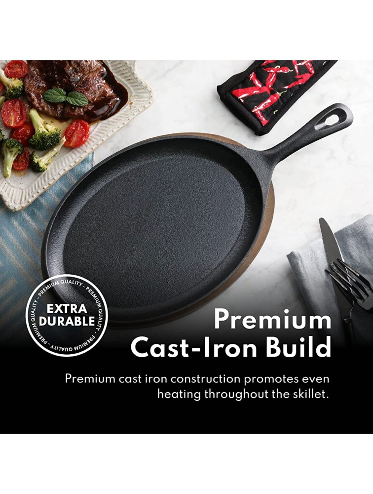 New Star Foodservice 1028614 Commerical Grade Cast Iron Fajita Set Sizzling Skillet Japanese Steak Plate - B4Q332N1I